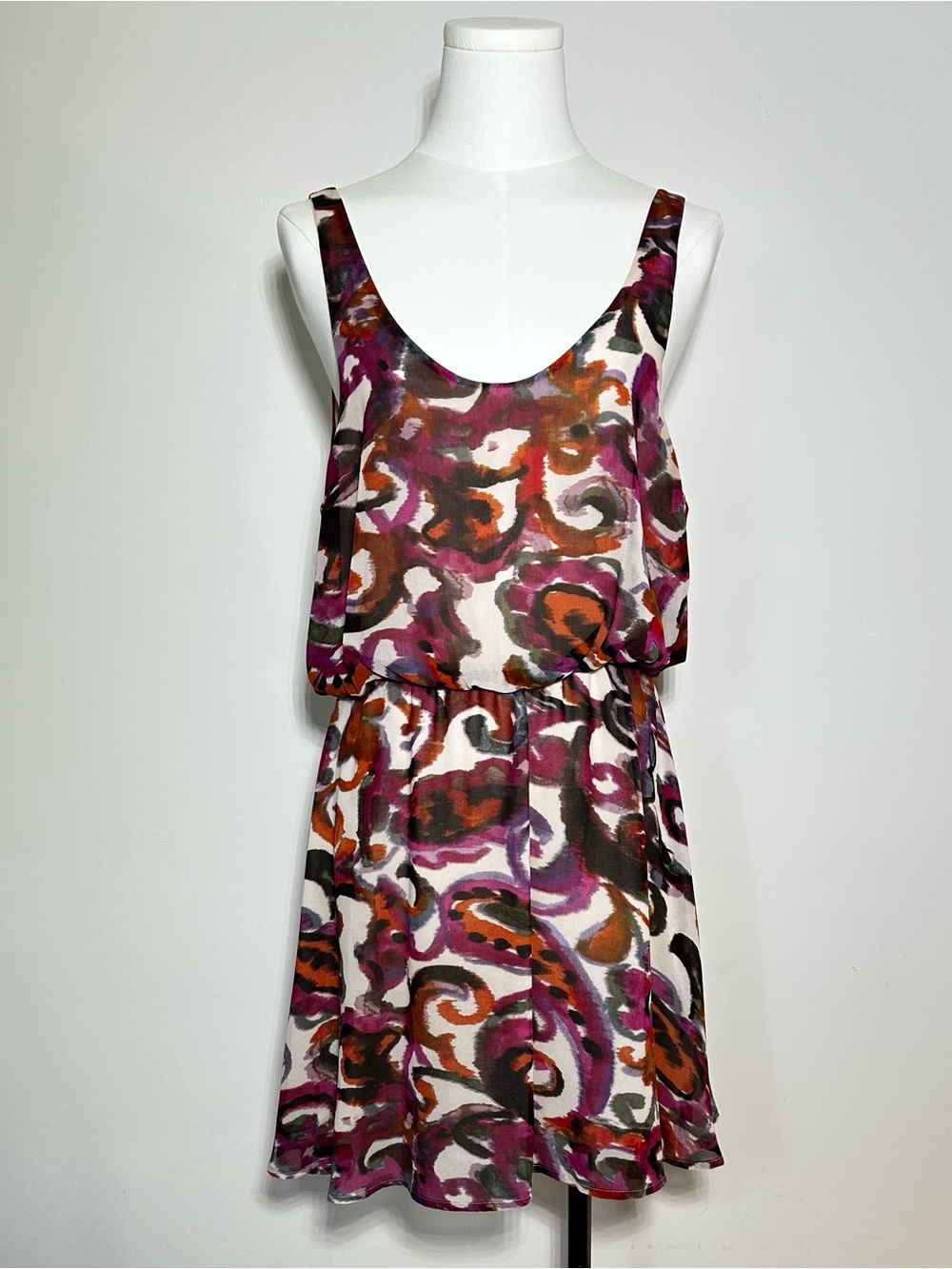 Patterson J. Kincaid Sleeveless Swirl Mini Dress - Magenta, Orange & Black